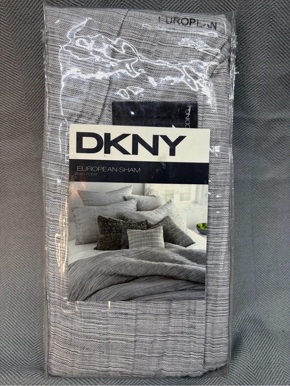 NWT DKNY euro sham city pleat gray